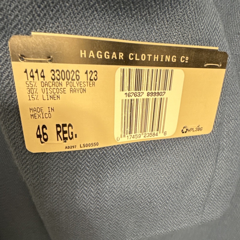 Men's NEW HAGGAR Blue 46 Reg Suit Jacket Sport Coat Blazer$120 - Picture 8 of 9